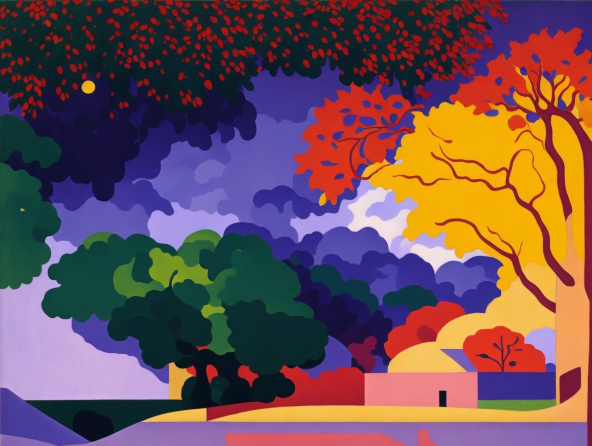 Vibrant Abstract Landscape with Colorful Foliage