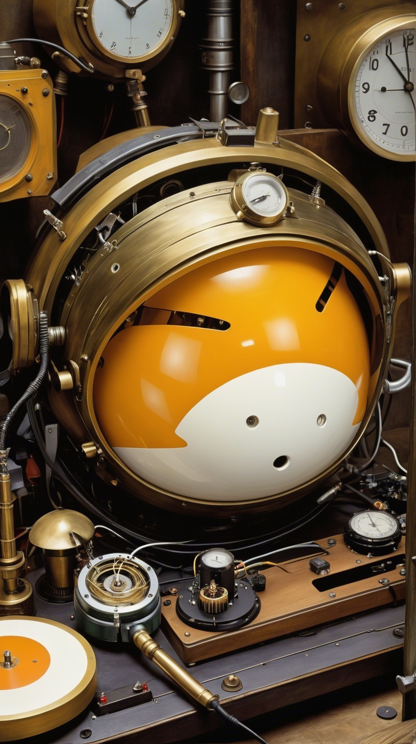 Detailed Steampunk Contraption with Brass and Gauges