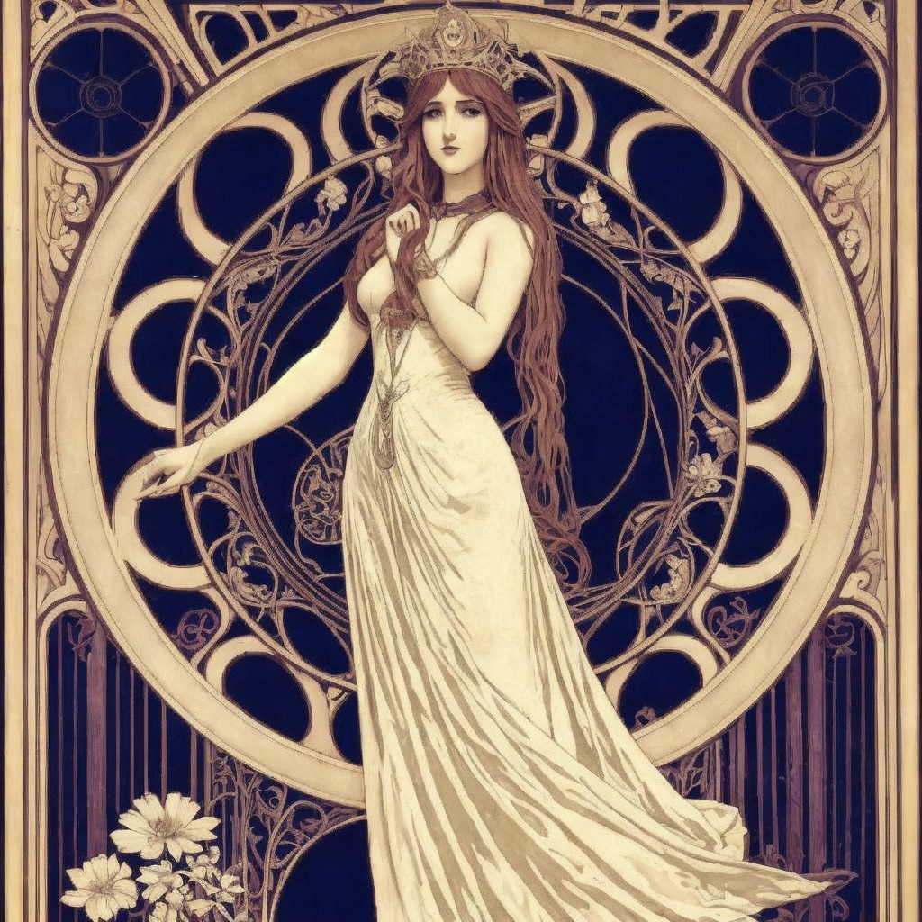 Sad Queen in White Dress Surrounded by Flowers