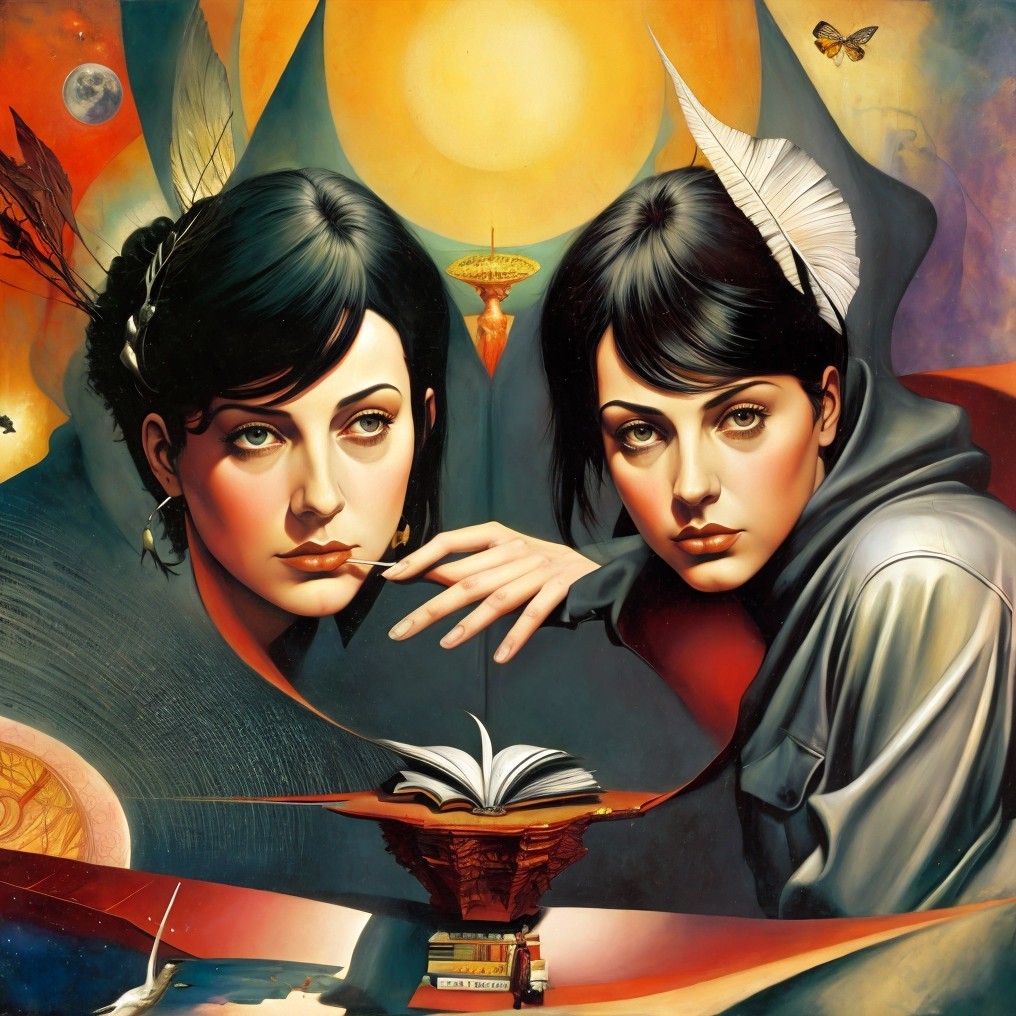 Women with Striking Features in Surreal Setting