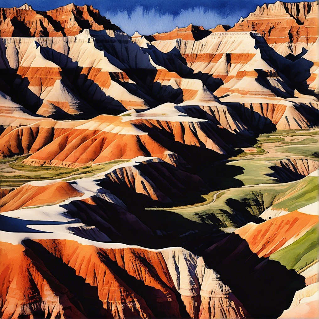 Colorful Layered Hills and Valleys Landscape Overview