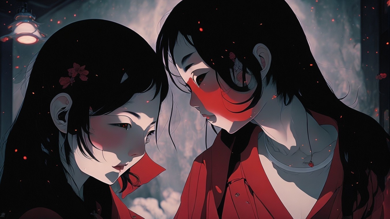 Young Women with Flowers in a Dreamy Setting
