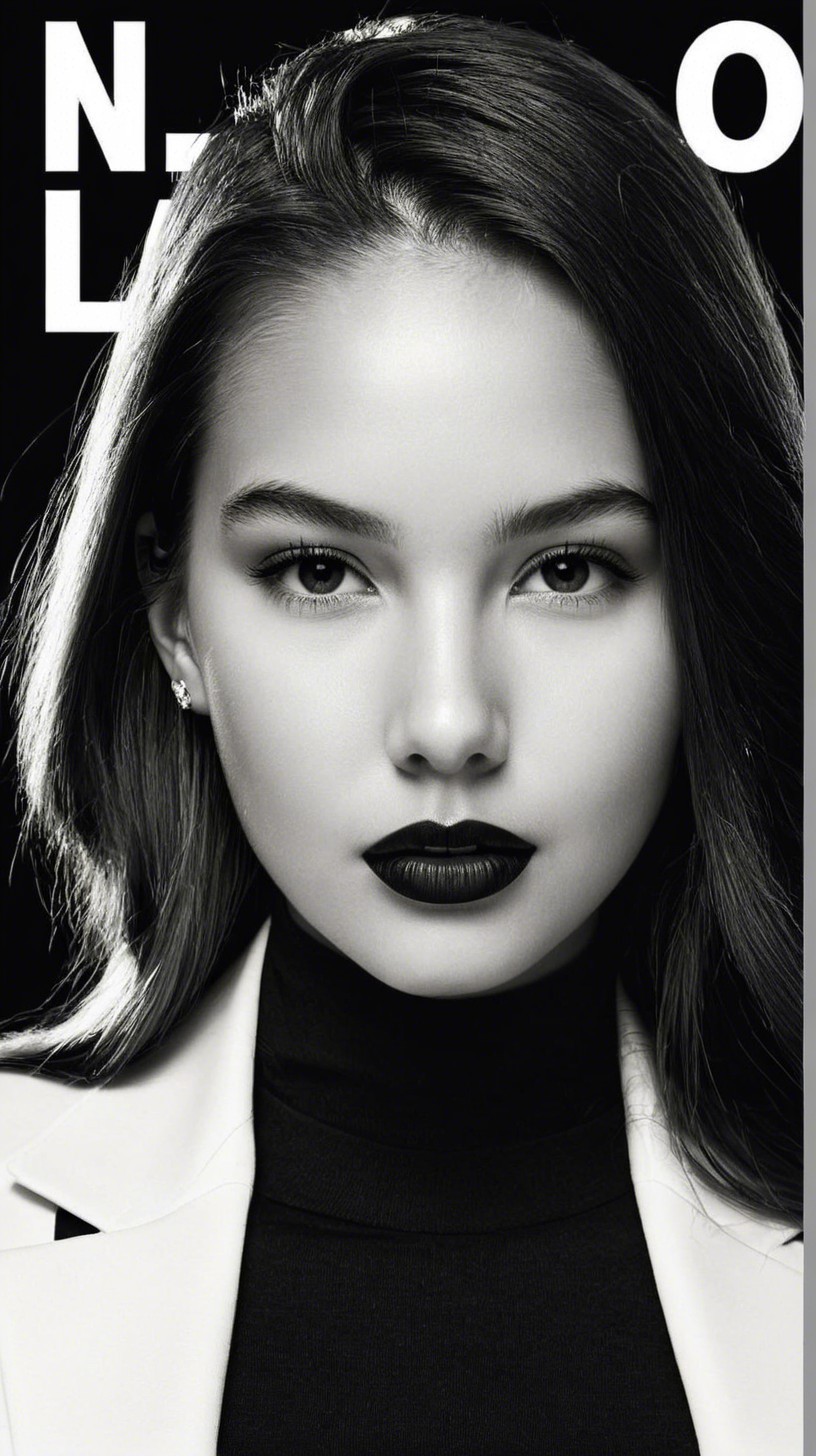 Black and White Portrait of a Woman with Serious Expression