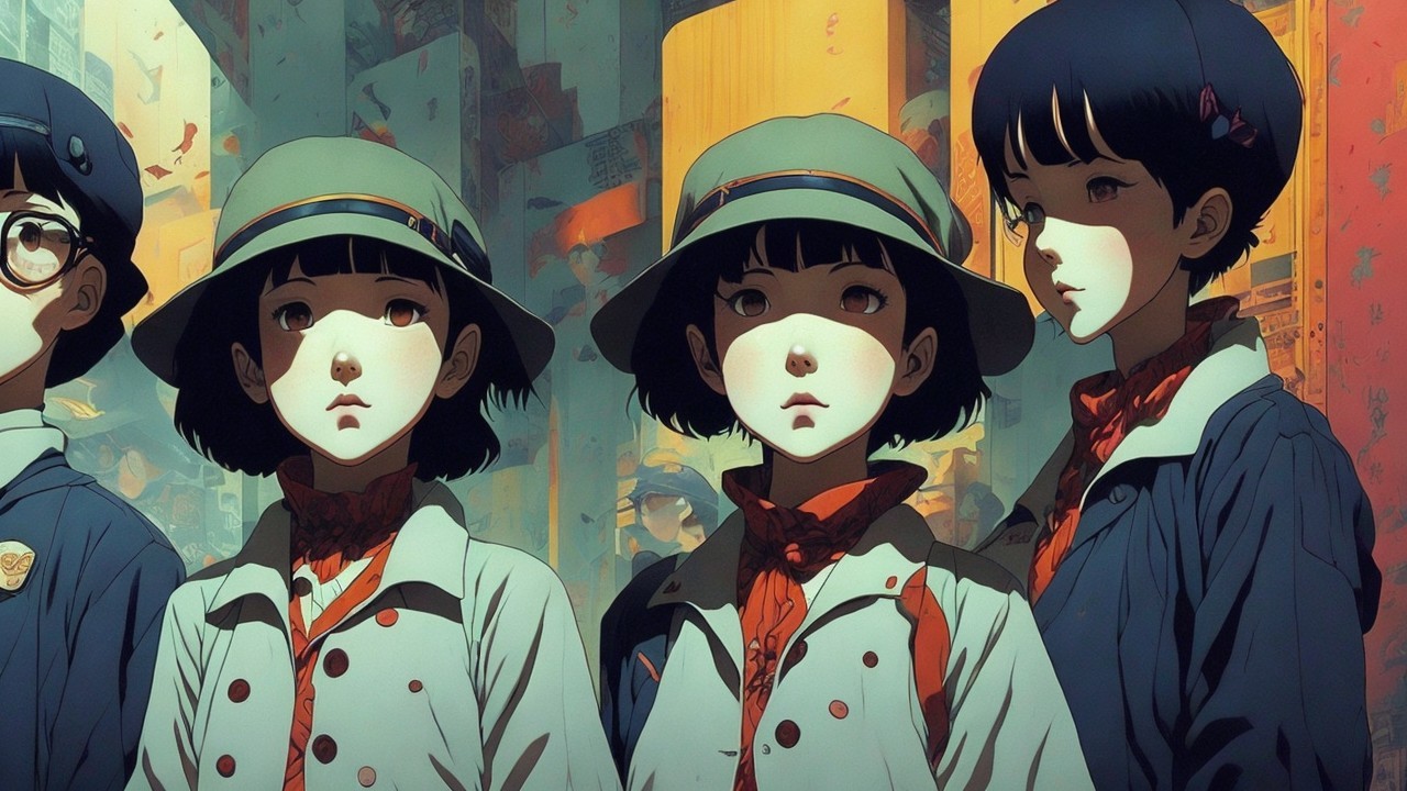 Group of Four in Vibrant Urban Retro Setting