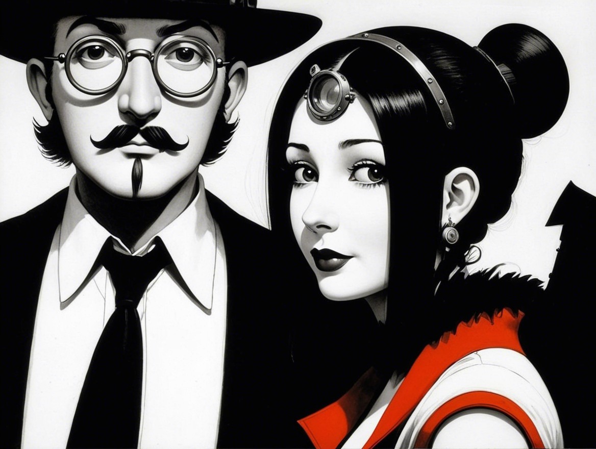 Stylish Vintage Couple in Monochromatic Setting