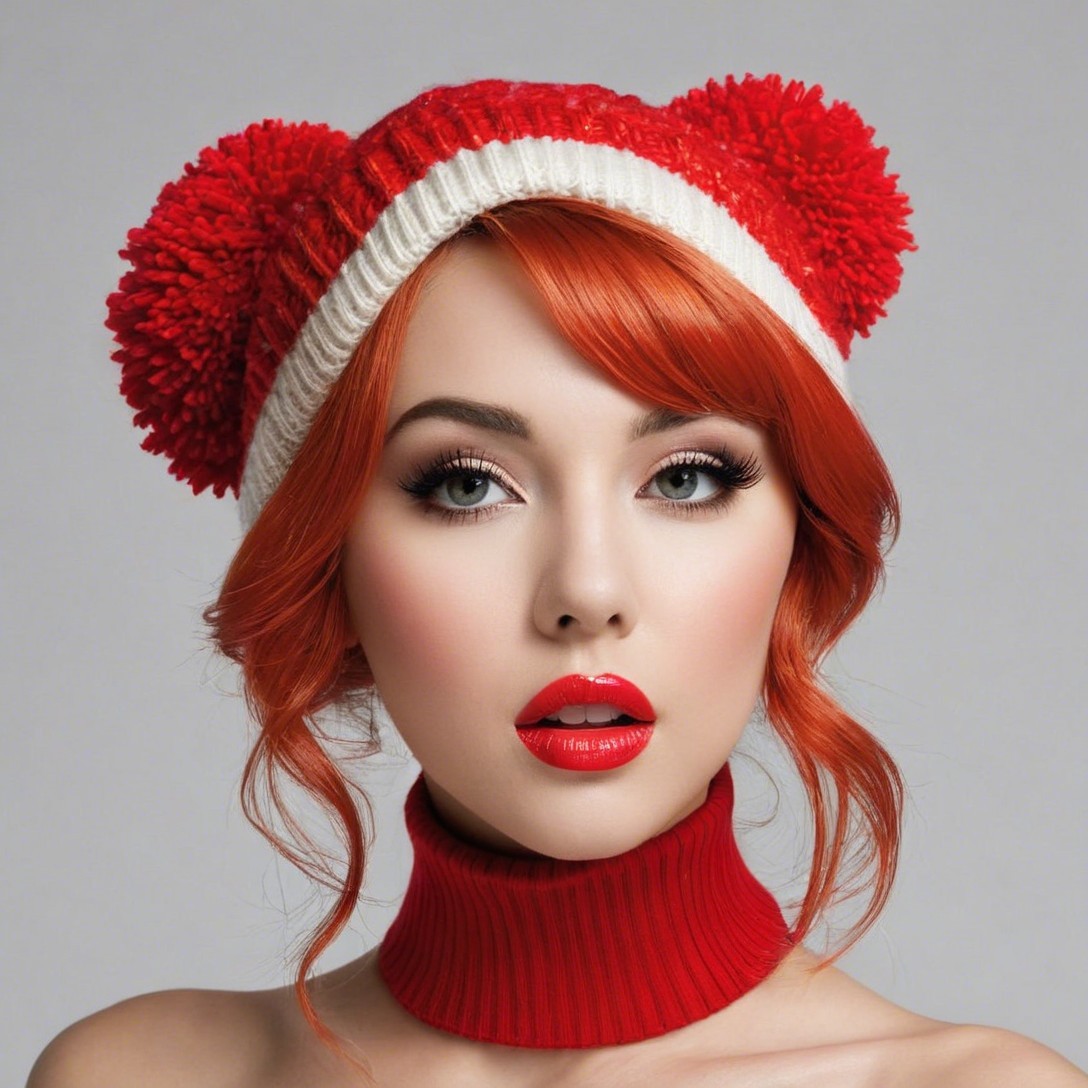 Close-Up Portrait of a Woman with Ginger Hair and Hat