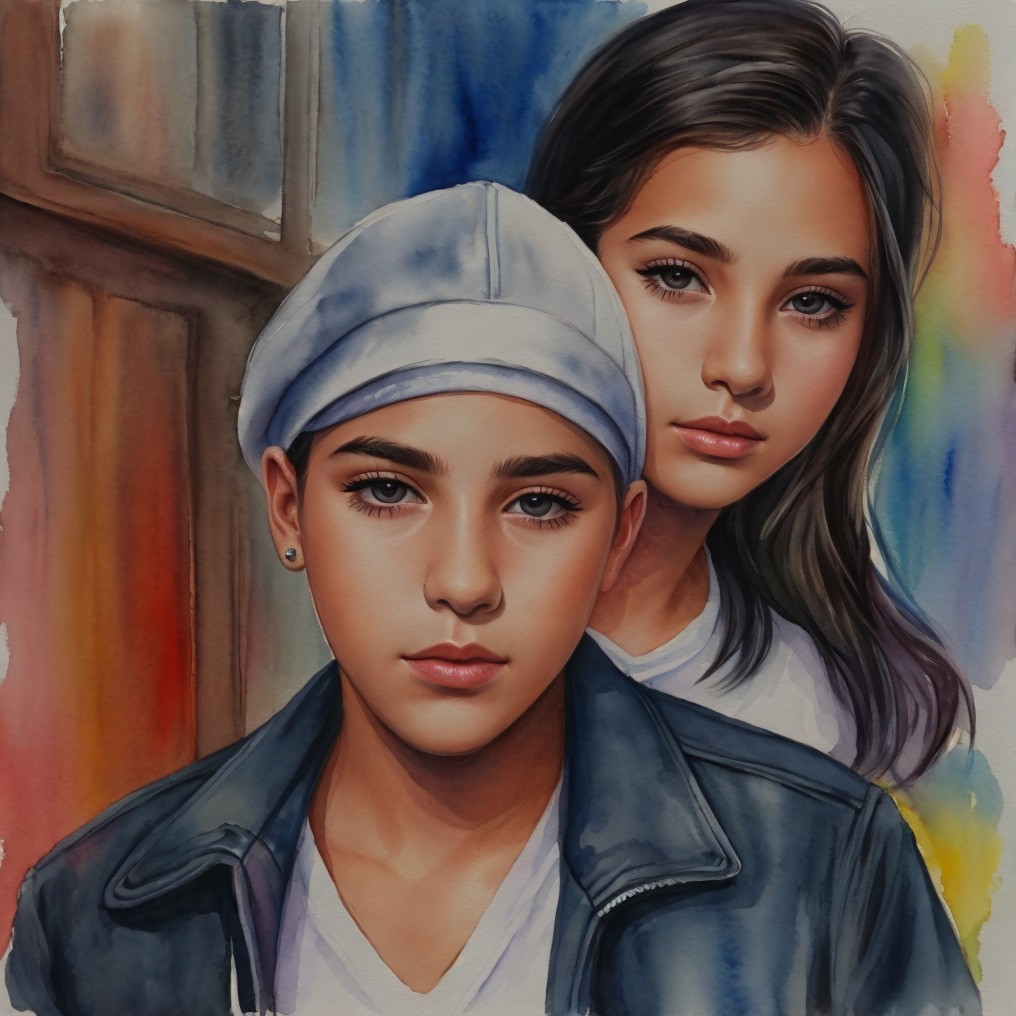 Portrait of Two Individuals with Distinct Expressions