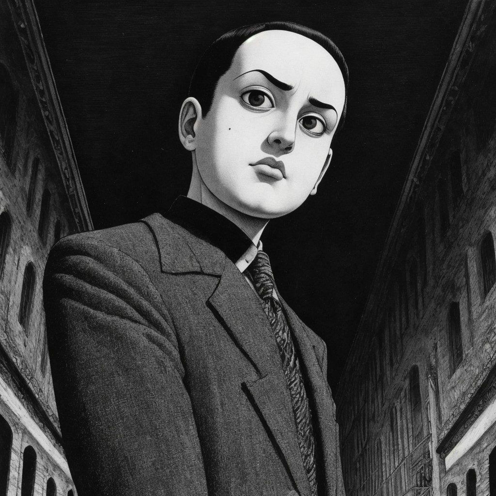 Monochromatic Illustration of Young Male in Suit