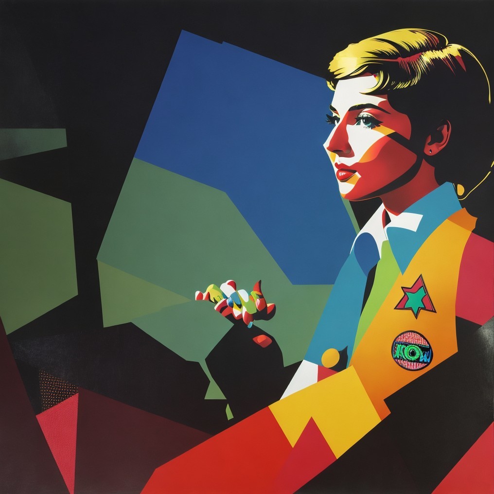 Vibrant Portrait of a Woman with Bold Colors and Shapes