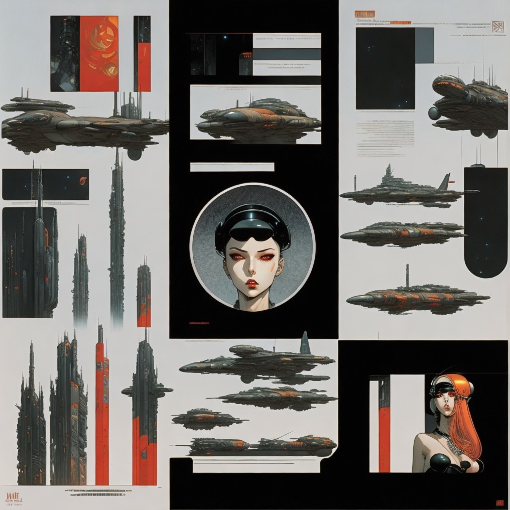 Futuristic Design with Sleek Spacecraft and Structures