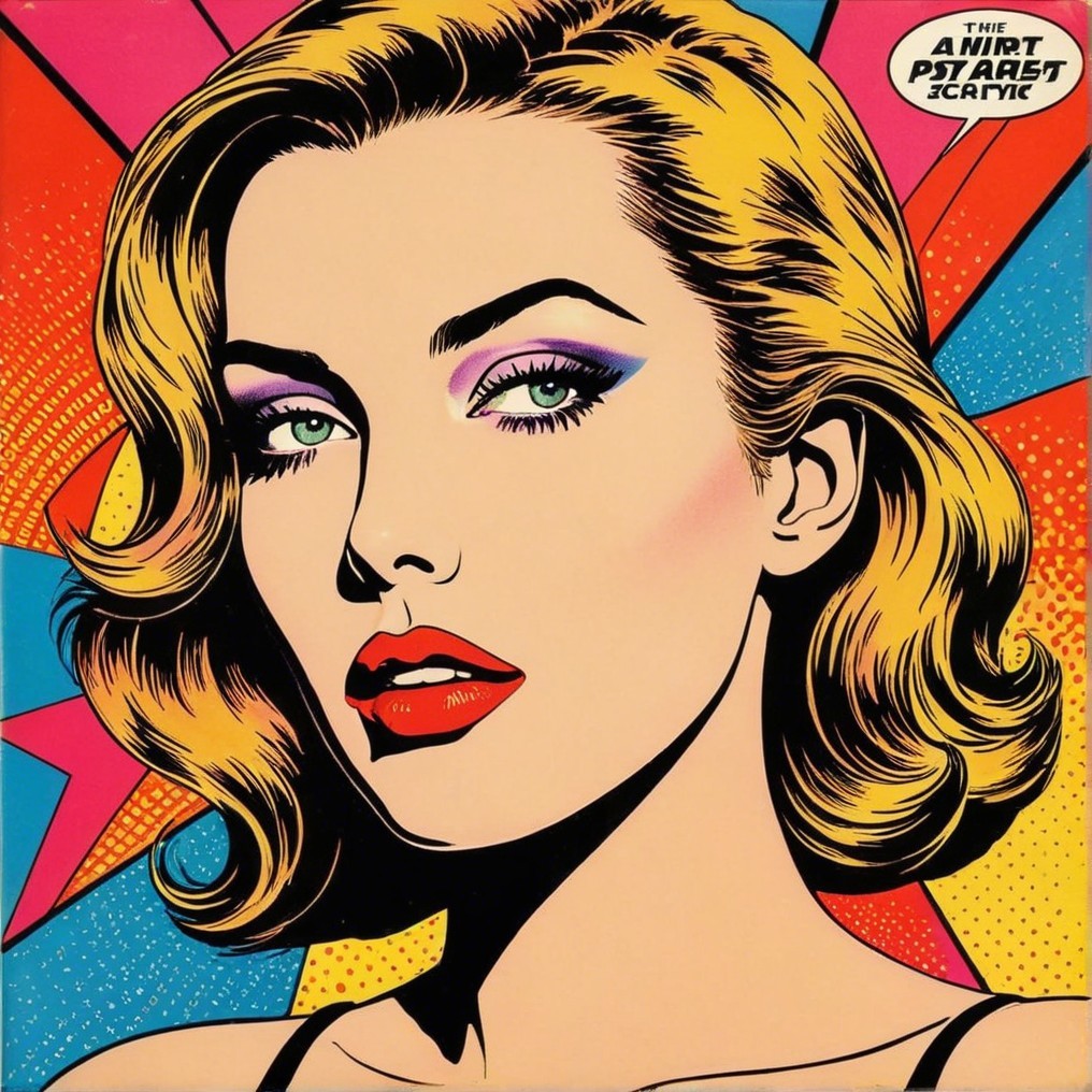 Stylized Woman with Bold Makeup in Retro Pop Art
