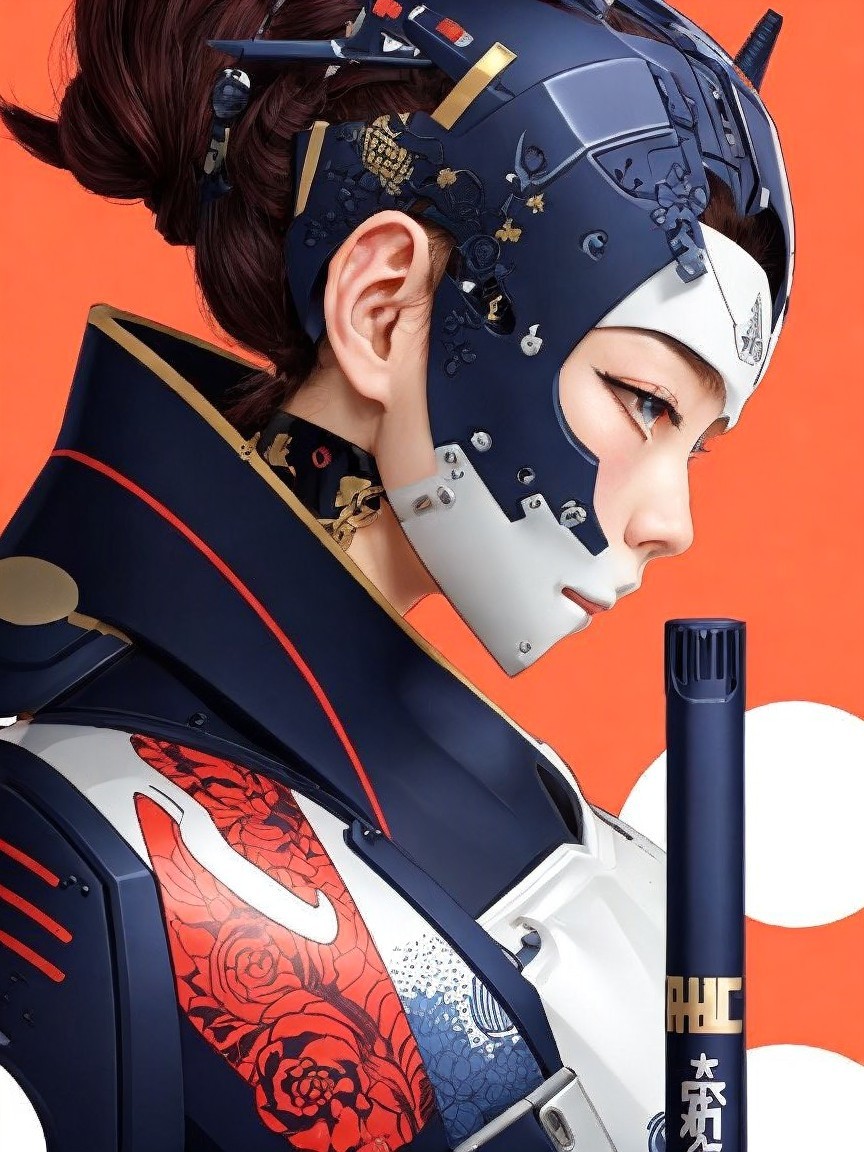 Futuristic Cybernetic Warrior with Intricate Armor