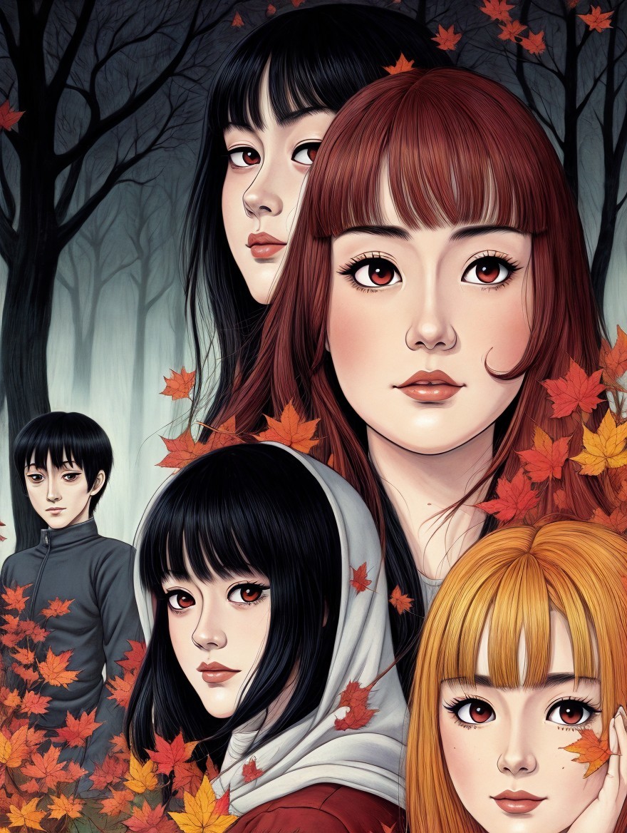 Group of Four in Mystical Autumn Foliage Setting