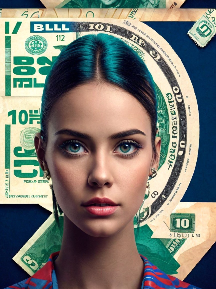 Close-Up of Young Woman with Abstract Backdrop