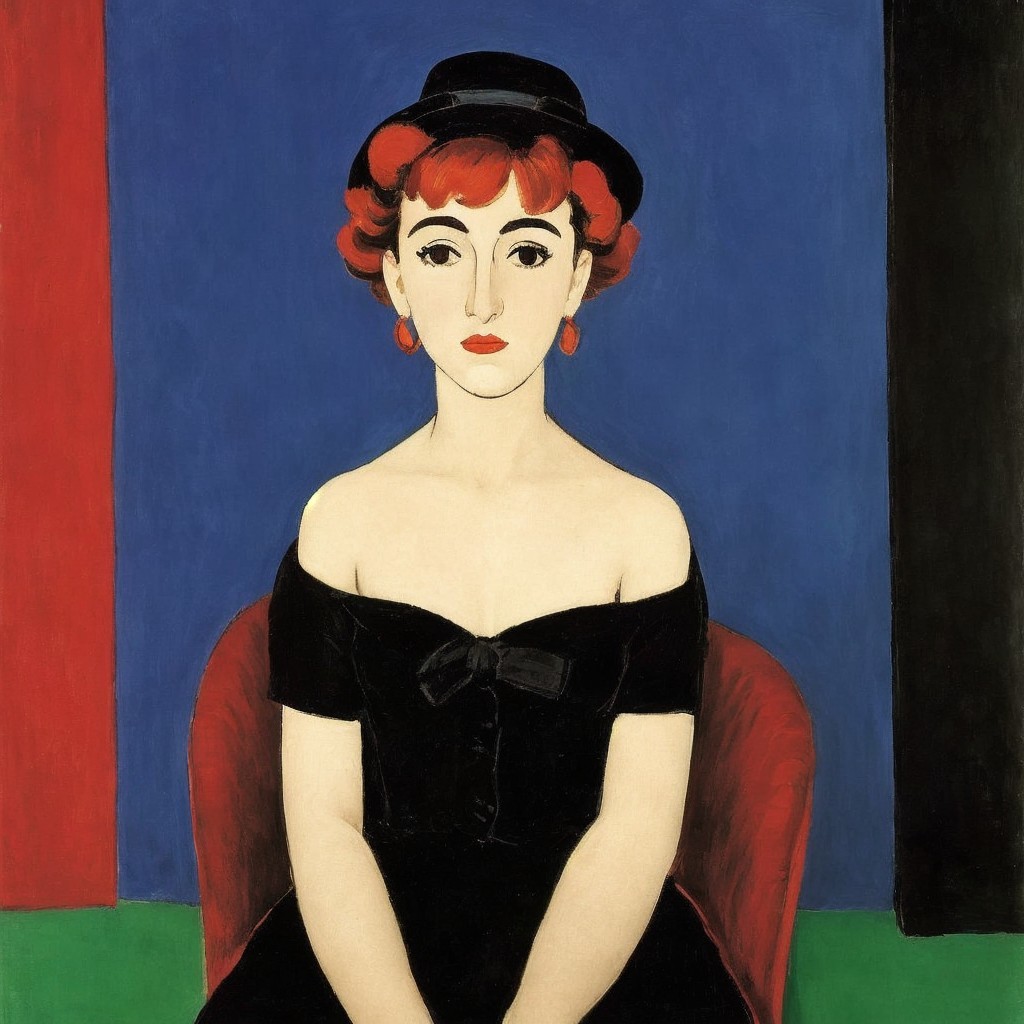 High-angle shot of a woman in a red chair