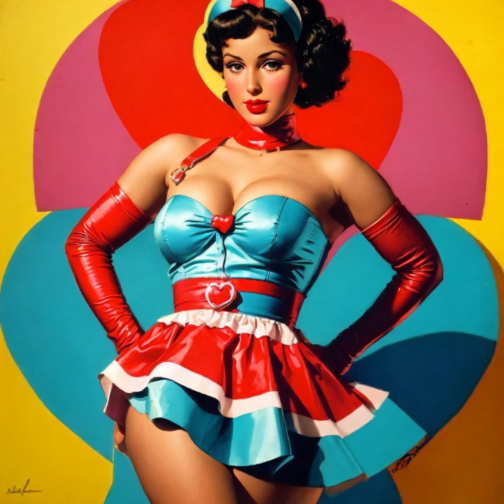 Retro-Inspired Female Character in Playful Outfit