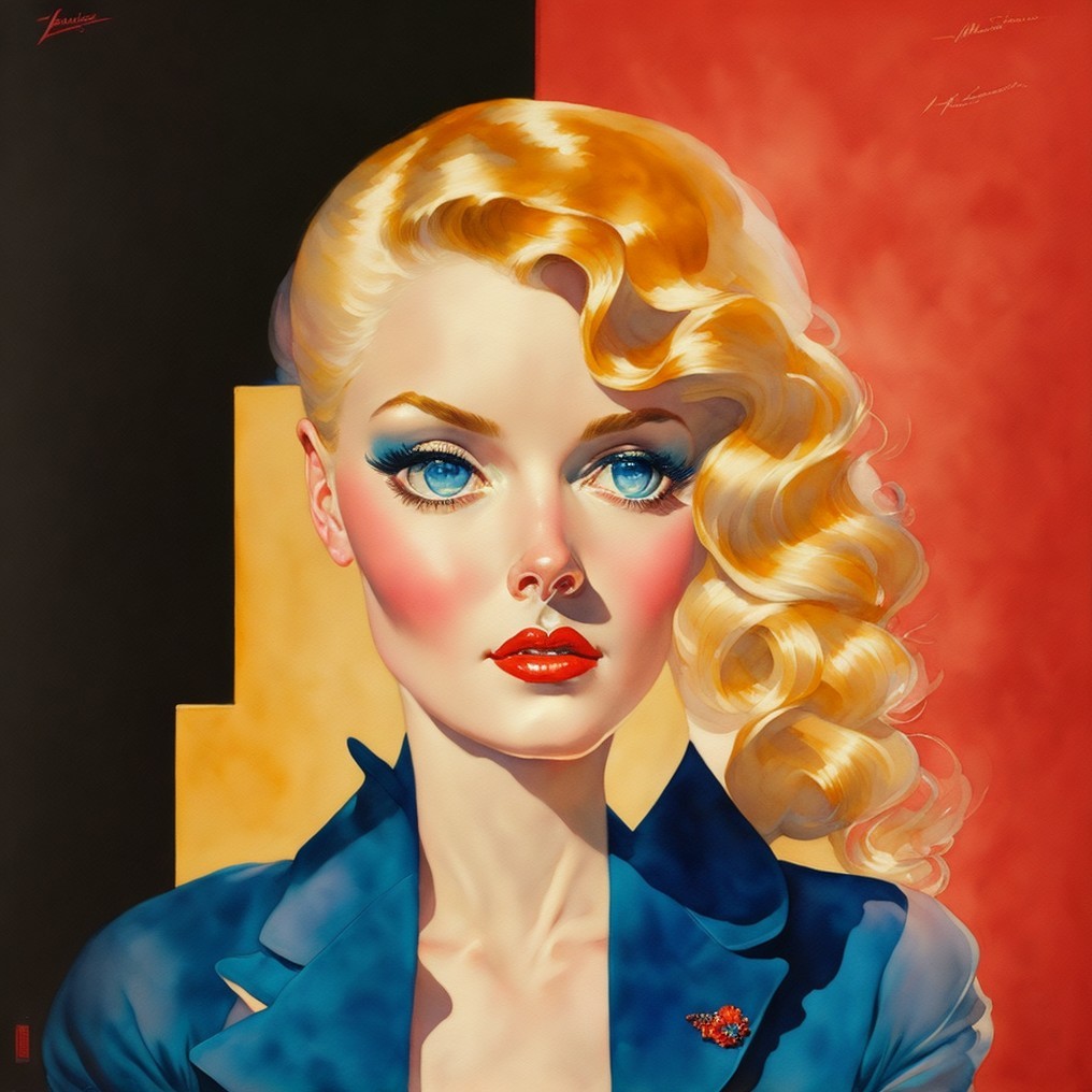 Glamorous Woman with Blue Eyes and Elegant Style