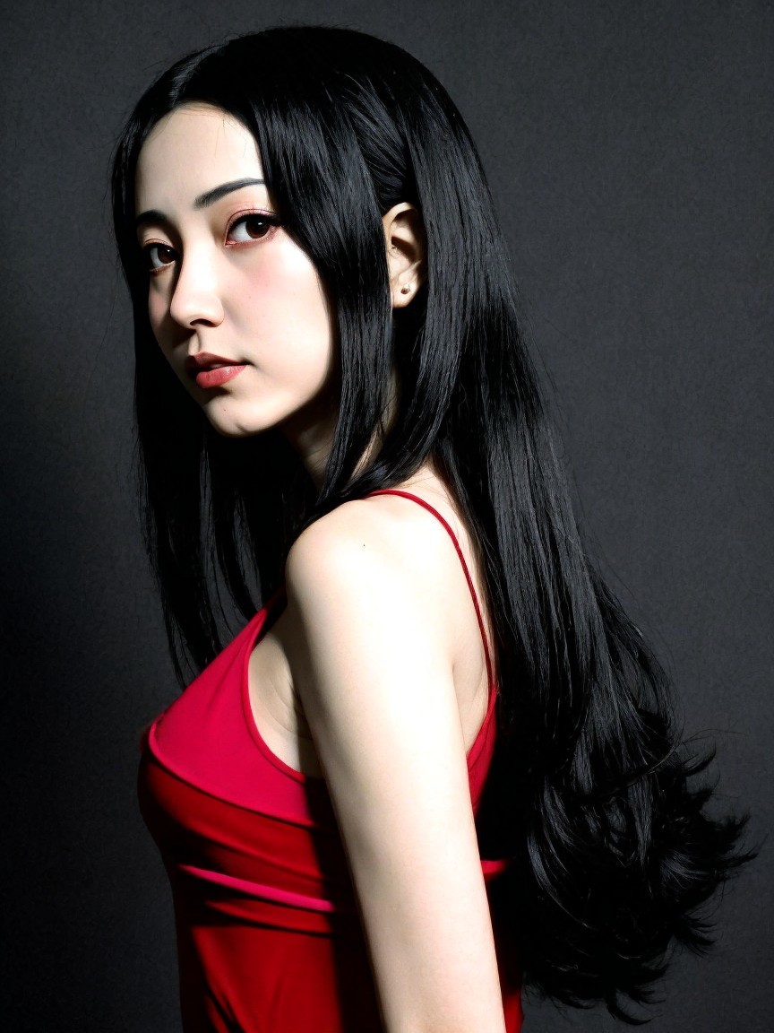 Portrait of a Young Woman in Red Tank Top