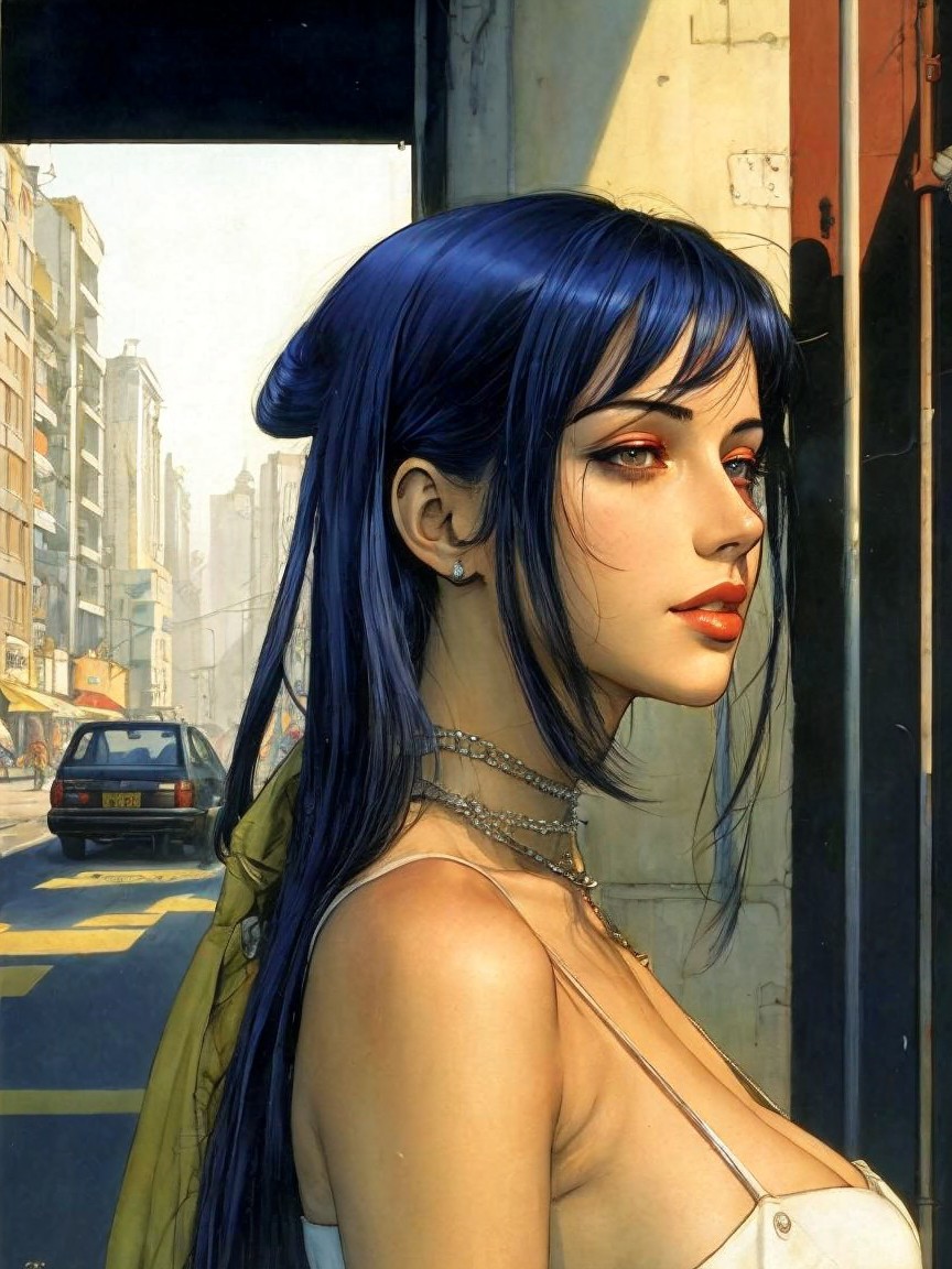 Illustration of a Young Woman in Urban Setting