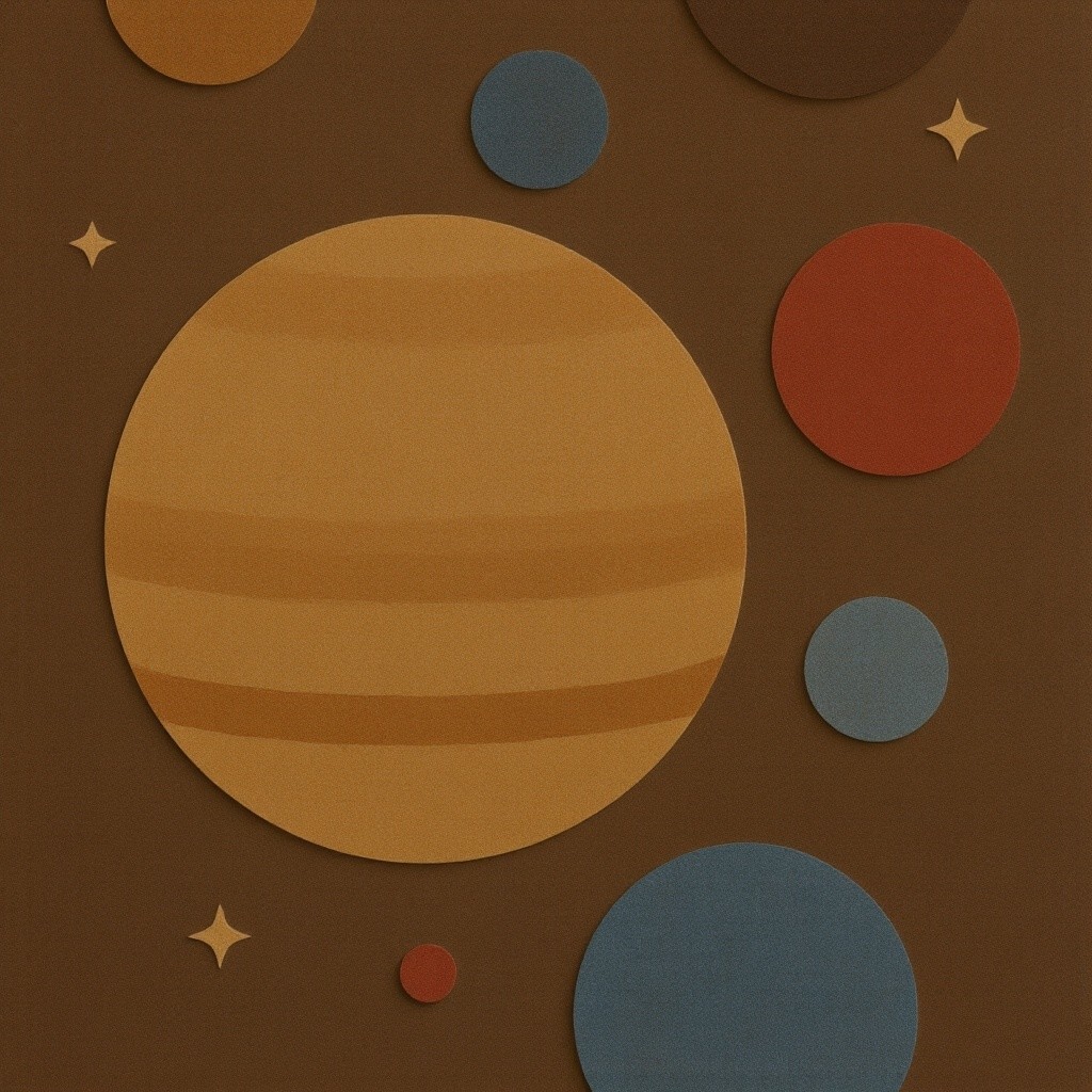 Abstract Planets on Brown Backdrop with Stars