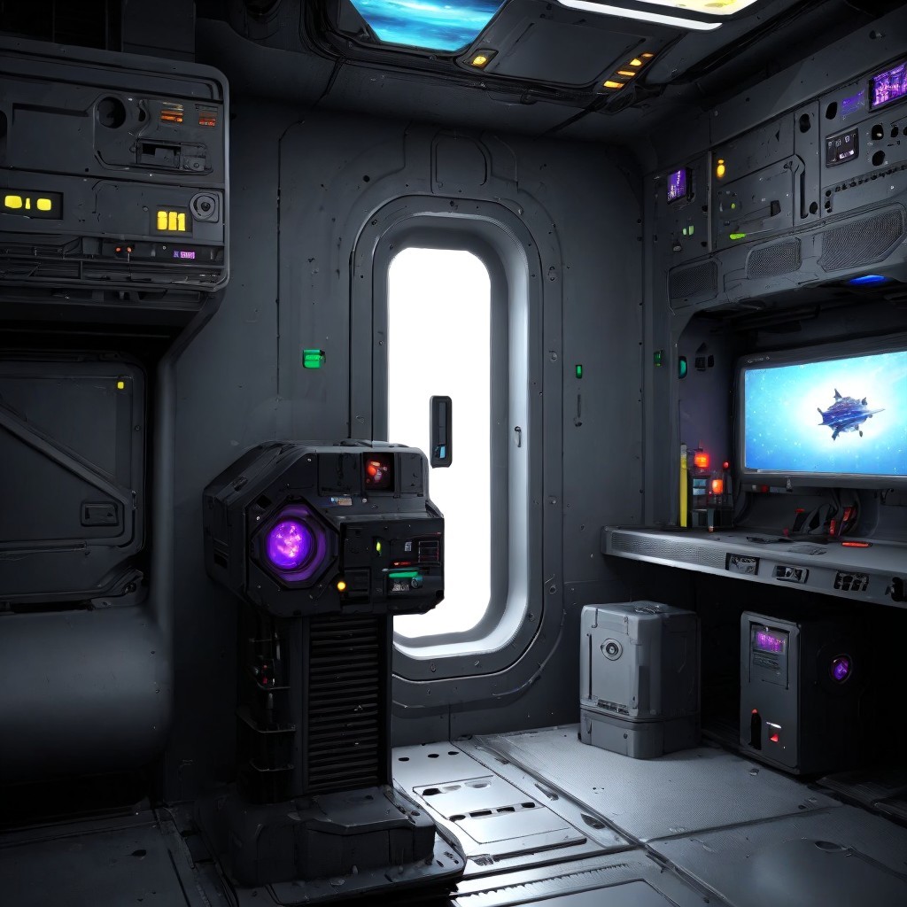 Futuristic Spaceship Interior with High-Tech Features