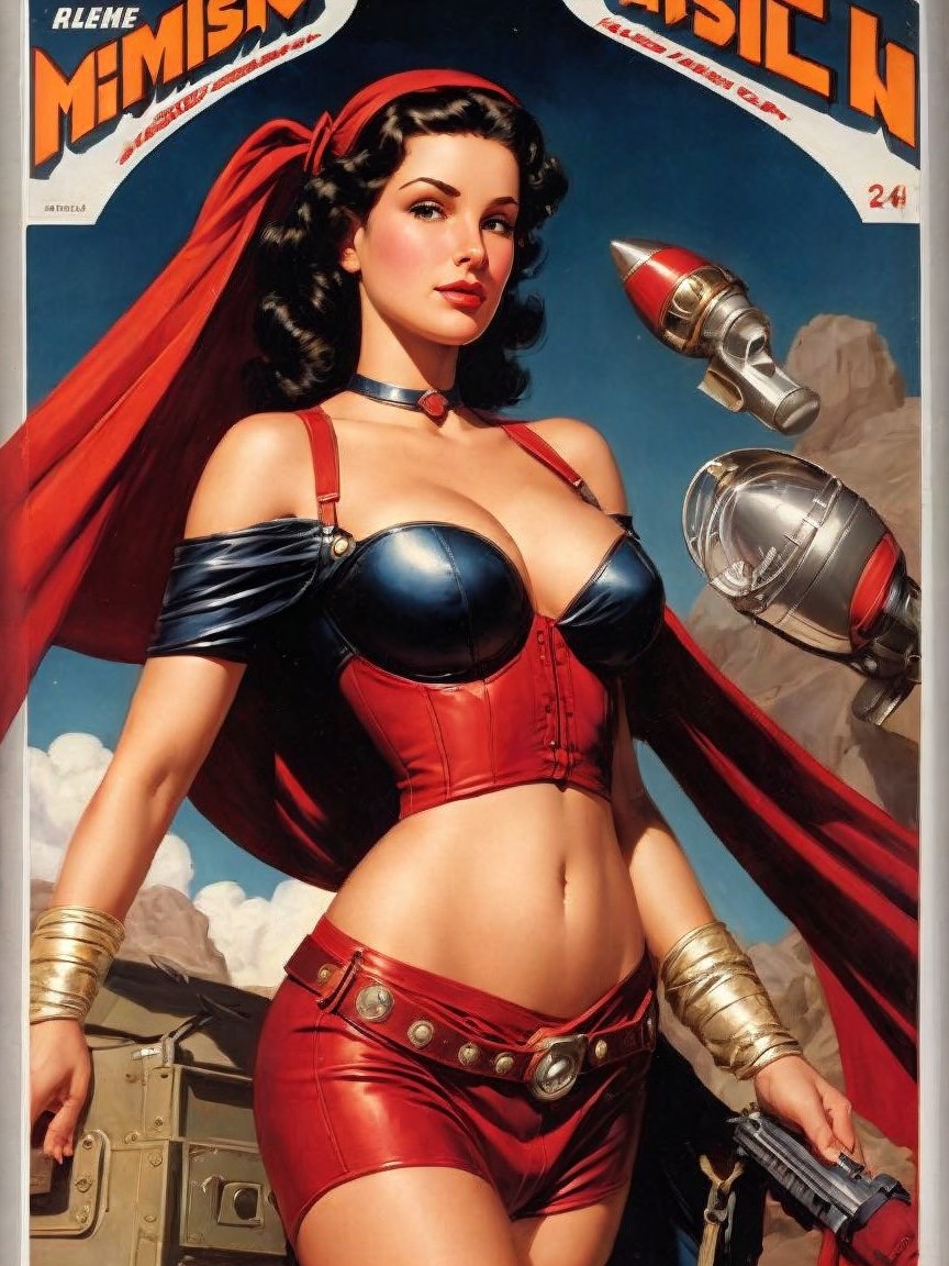 Vintage-style superhero character in striking outfit