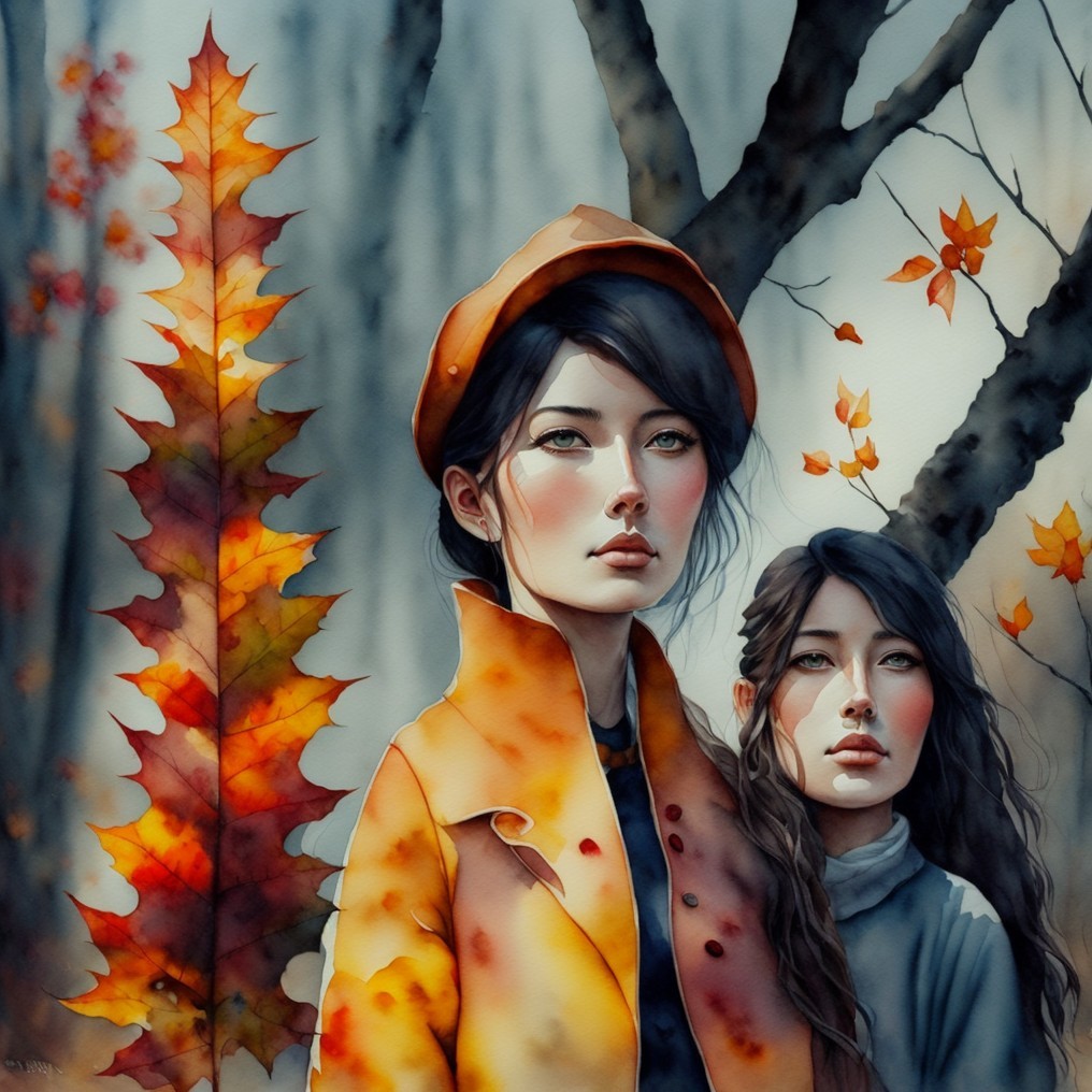 Women in Autumn Setting with Vibrant Fall Colors