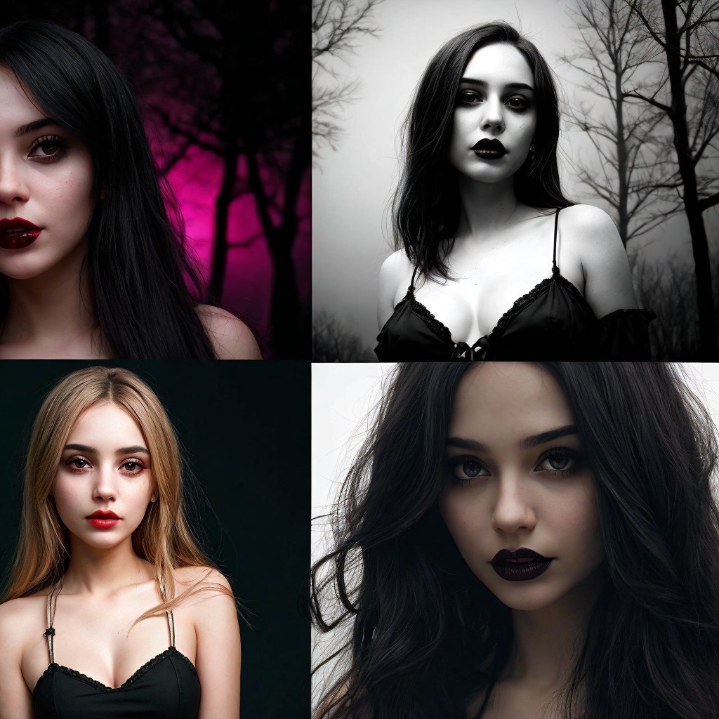 Collage of Four Portraits of Young Women with Styles