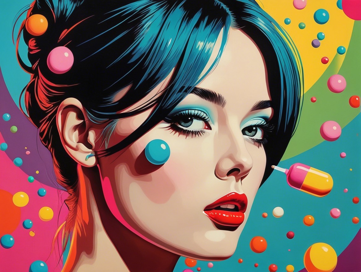 Vibrant Portrait of a Woman with Bold Blue Hair