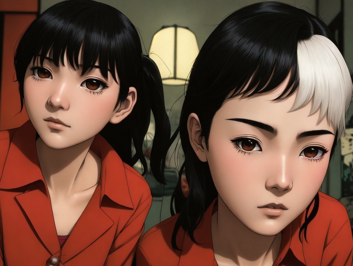Young women with unique hairstyles in matching outfits