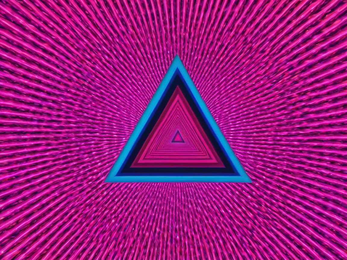 Abstract Tunnel of Nested Triangles in Vibrant Colors