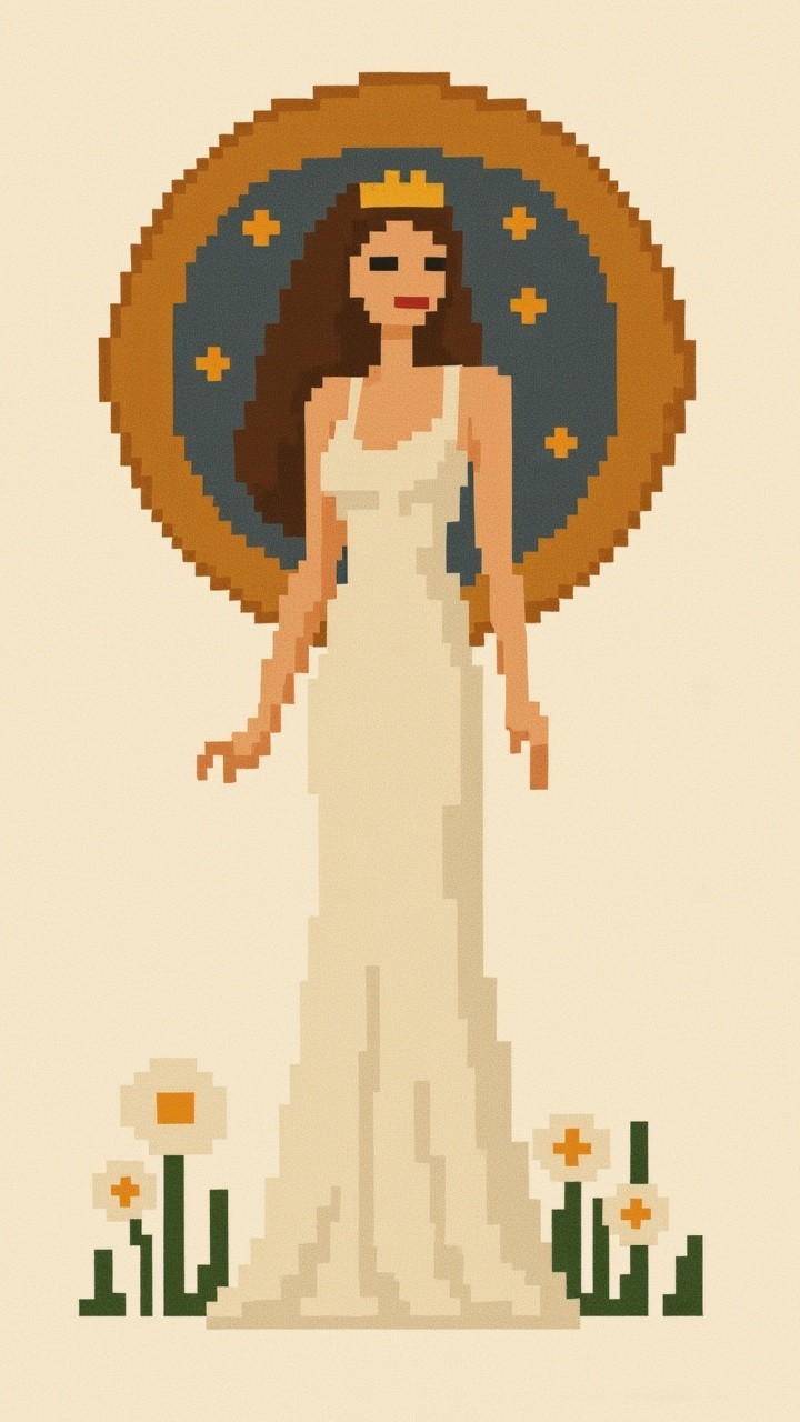 8-bit Pixel Art Portrait of a Slender Princess