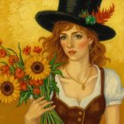 Stylized Female Figures in Vibrant Floral Surroundings