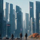 Ethereal Figures in Red Garments Against Dark Background