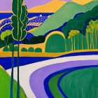 Young Woman in Flowing Green and Purple Garments