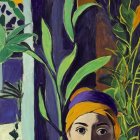 Serene Woman Surrounded by Swirling Green Snakes