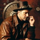 Stylishly Dressed Man in Black Suit with Halo Glow