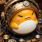 Detailed Steampunk Contraption with Brass and Gauges