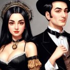 Elegant Couple in Formal Attire with Tiger Accents