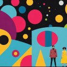 Vibrant Scene with Characters and Oversized Gears