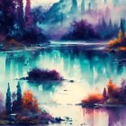 Serene Landscape with Calm Lake and Sunset Reflection