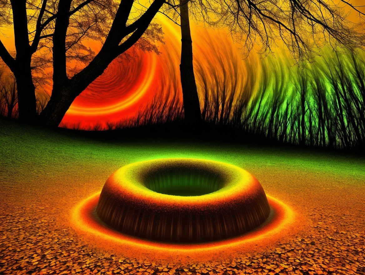 Surreal Landscape with Glowing Circular Structure