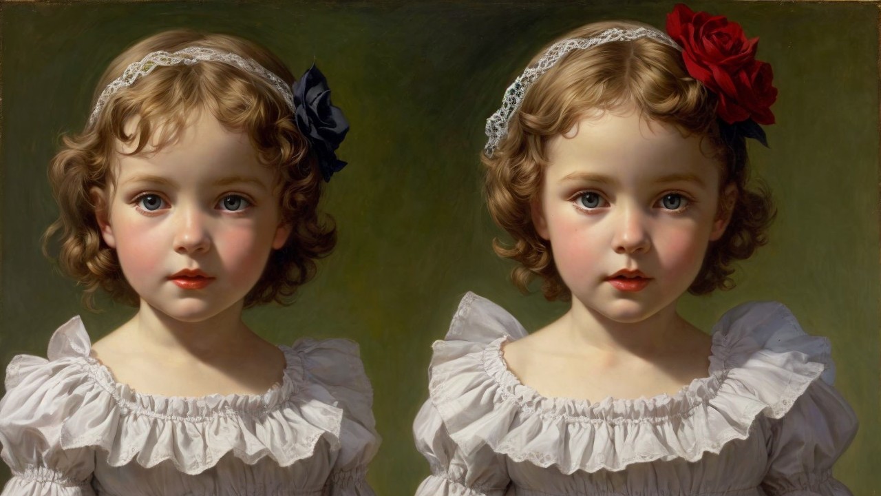 Young girls in white dresses with unique hair accessories