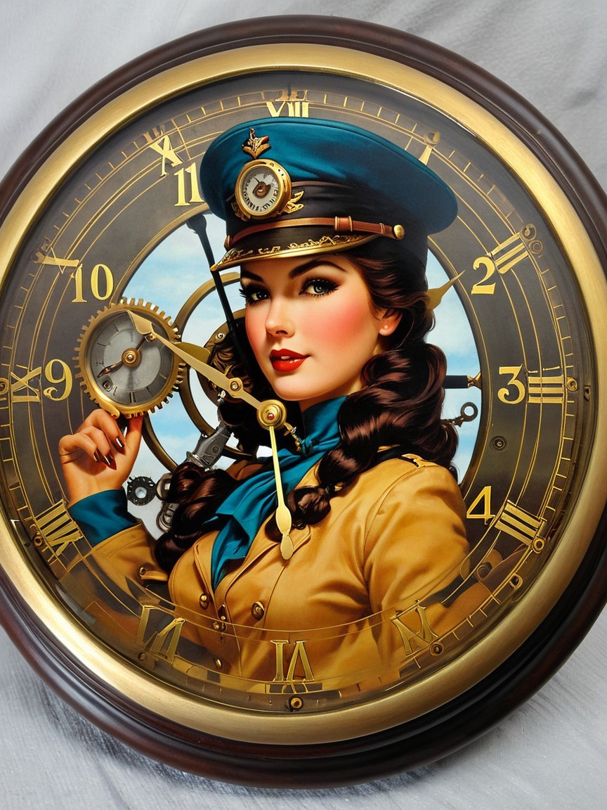 Vintage Clock with Glamorous Military-Inspired Design