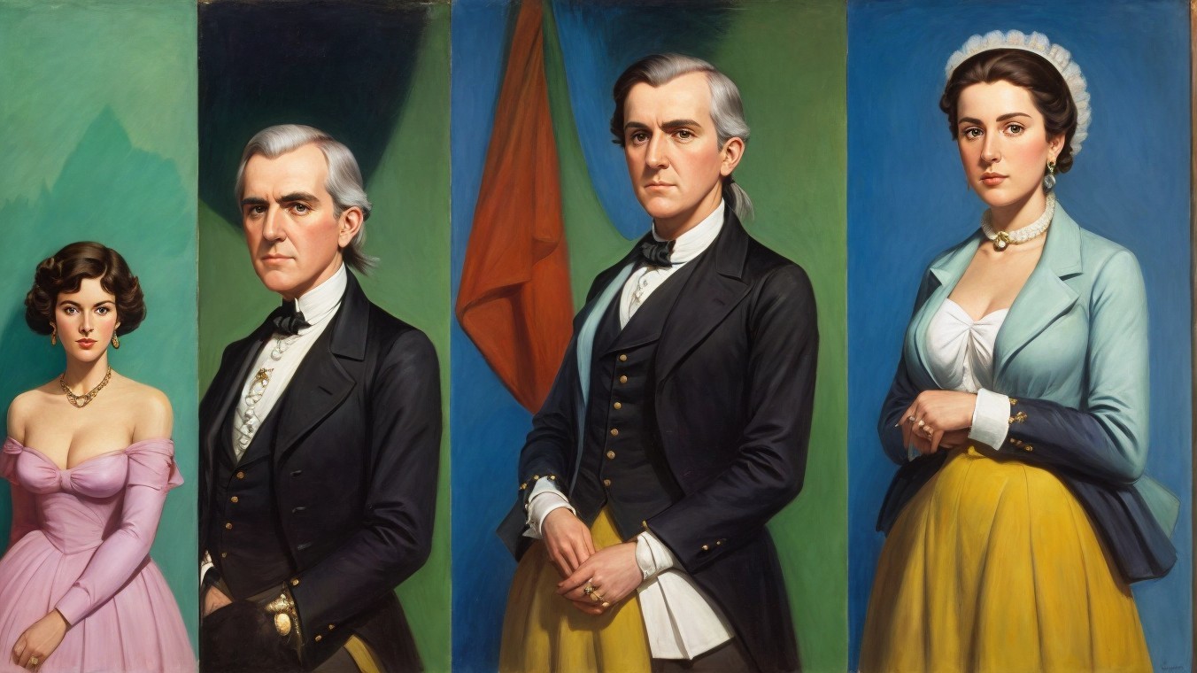 Elegant Figures in Contrasting Styles and Attire