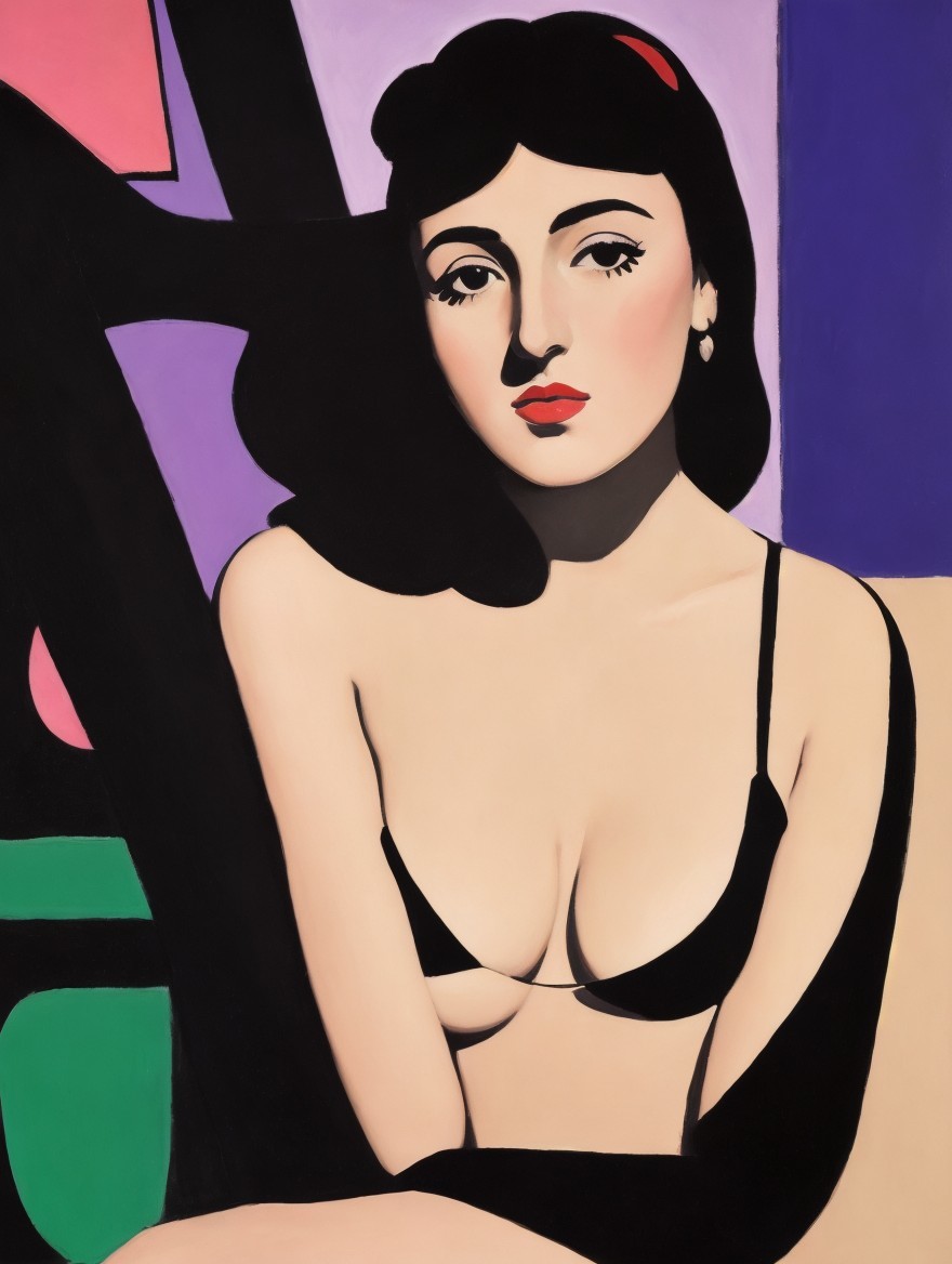 Bold Portrait of a Woman with Geometric Background