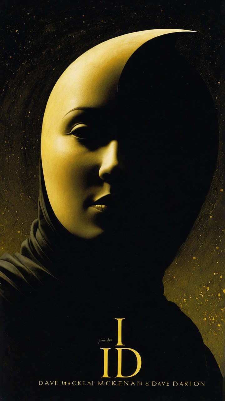 Surreal Portrait of a Crescent-Moon Head Against Stars