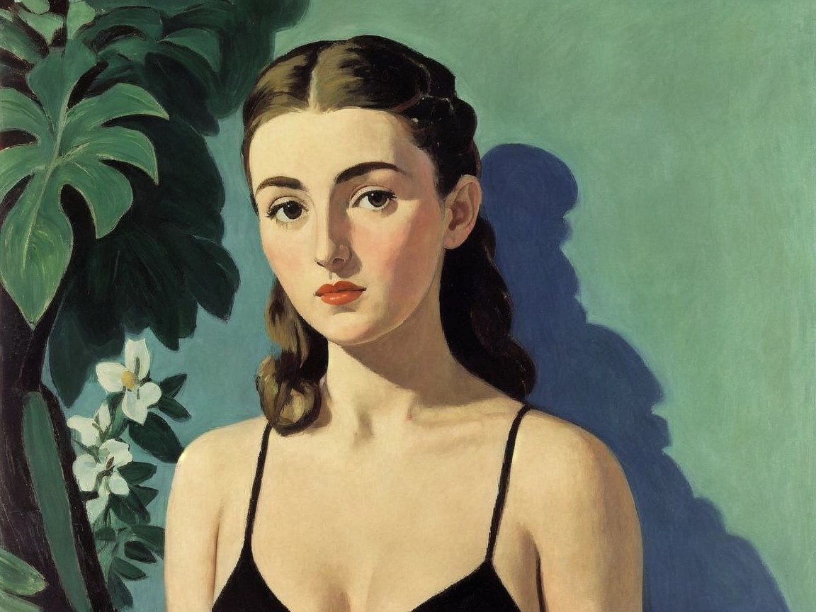 Portrait of a Young Woman with Braided Dark Hair