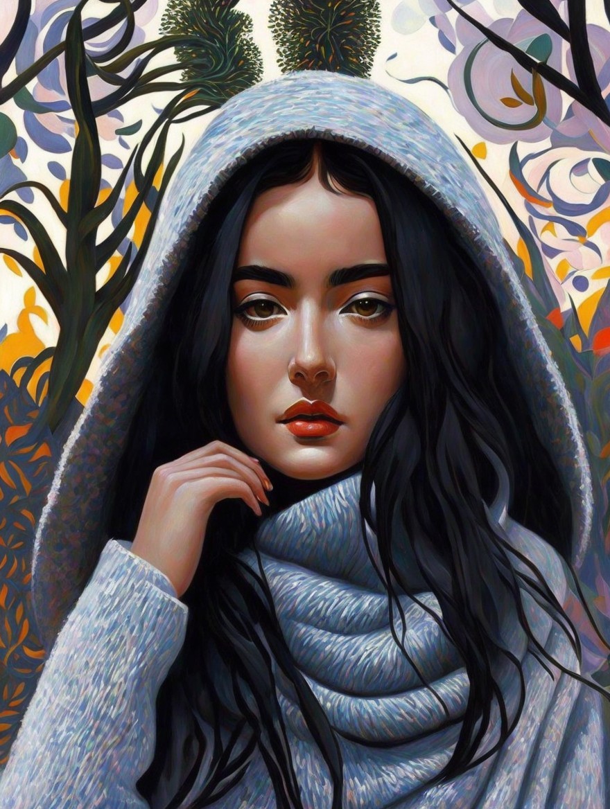 Serene Portrait of a Young Woman in Twilight Setting