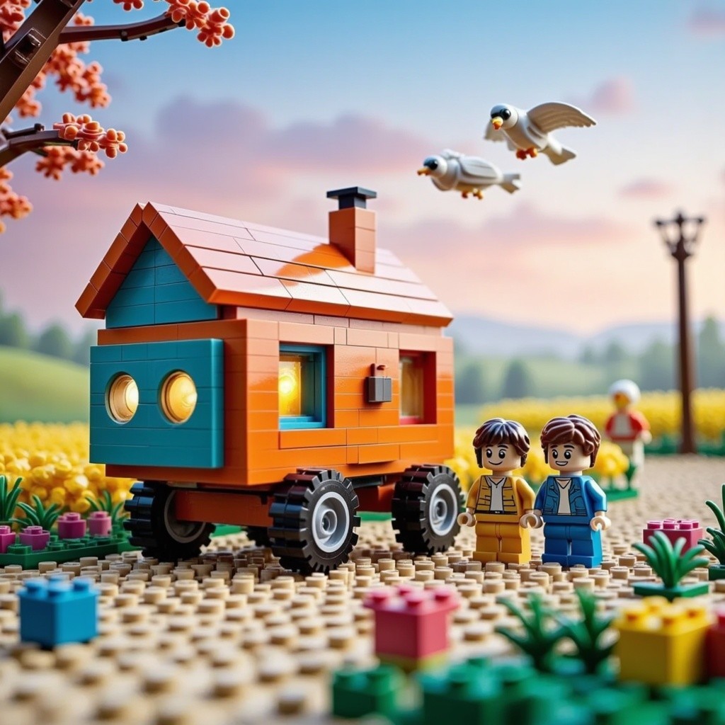 Vibrant LEGO Toy World with Colorful House and Minifigures
